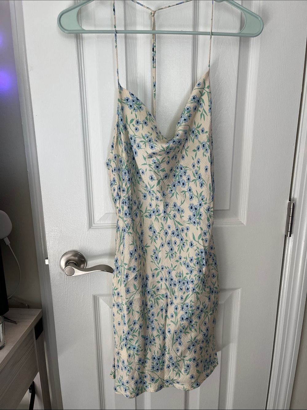 Floral Zara Dress in Cream and Blue